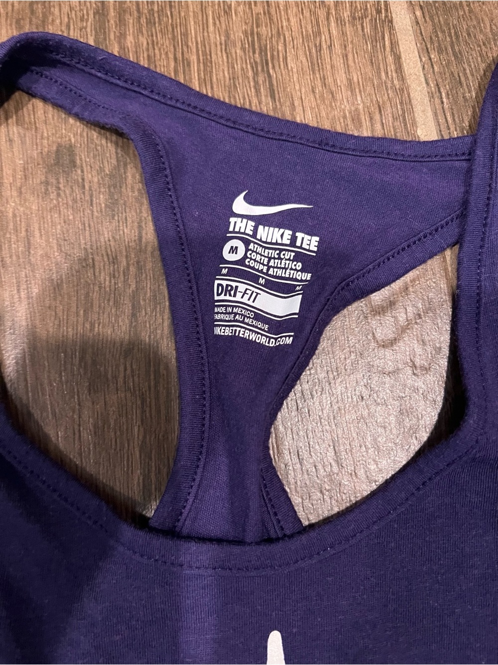 Nike Womens size M Racerback Tank - Light Blue with Purple Text - Picture 2 of 4